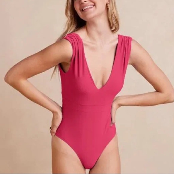 New Summersalt The Ruched Backflip One Piece Swimsuit Raspberry Pink Women's 4